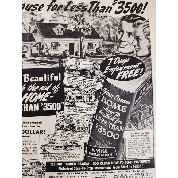1950 "Your Dream House for Less Than $3.5k!" Monochrome Vtg Print Ad - Picture 1 of 7